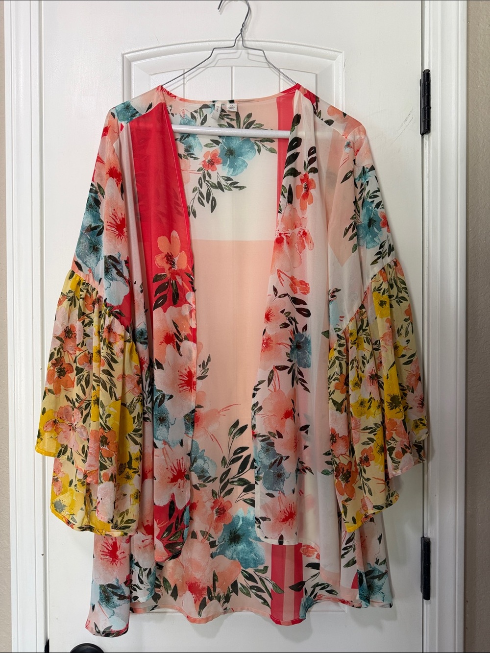 Floral Multi-Color Sheer Kimono Jacket - Women's